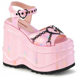 Wave Platform Pink Heart Buckled Platform Sandal