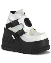 Stomp White Hologram Wedge Ankle Boots