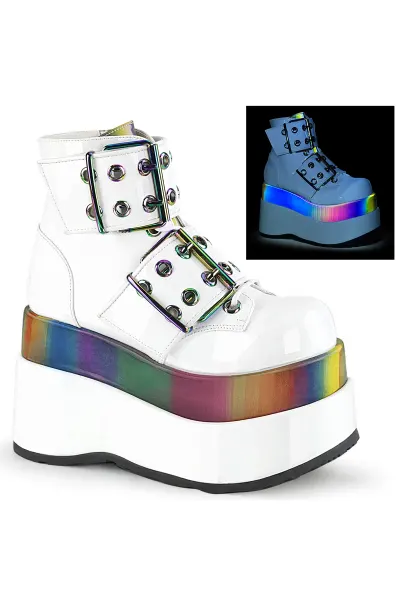 Bear White Rainbow Platform Ankle Boots