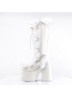 White Faux Fur Camel-311 Platform Knee Boot