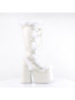 White Faux Fur Camel-311 Platform Knee Boot