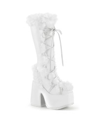 White Faux Fur Camel-311 Platform Knee Boot