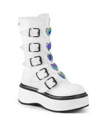 Emily White Heart Combat Boots