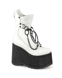 Kera White Quilted Platform Ankle Boots