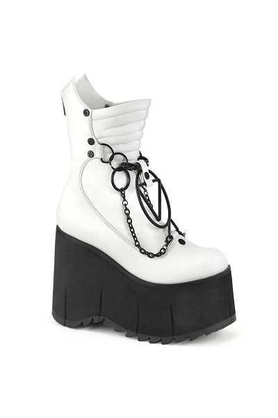 Kera White Quilted Platform Ankle Boots