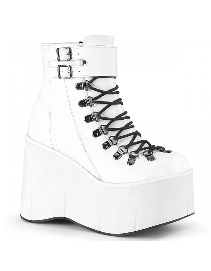 Kera White Platform Ankle Boots - Gothic Ankle Boots, Festival, Rave