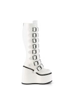 Swing White Buckled Womens Platform Boots