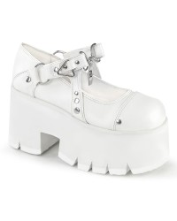 Ashes White Chunky Heel Platform Mary Jane Shoes