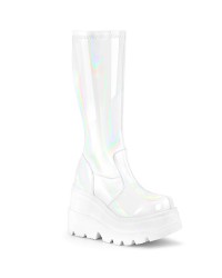 White Hologram Shaker-65 Womens Knee Boots