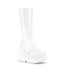 White Hologram Shaker-65 Womens Knee Boots