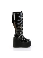 Swing Wide Calf Black Patent Platform Knee Boot