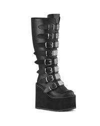 Swing Wide Calf Black Platform Knee Boot