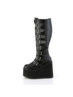 Swing Wide Calf Black Platform Knee Boot