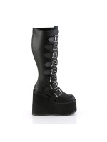 Swing Wide Calf Black Platform Knee Boot