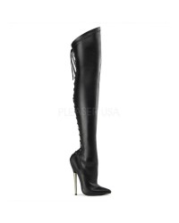 Dagger 3060 Thigh High Faux Leather Bootswith Lace Up Back