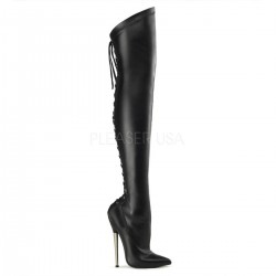 Dagger 3060 Thigh High Faux Leather Bootswith Lace Up Back