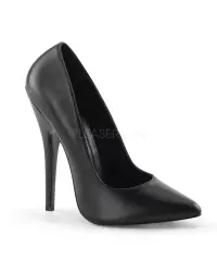 Black Leather 6 Inch Domina High Heel Pump