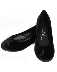 Moon Witch Black Velvet Flat Shoe