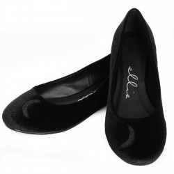 Moon Witch Black Velvet Flat Shoe