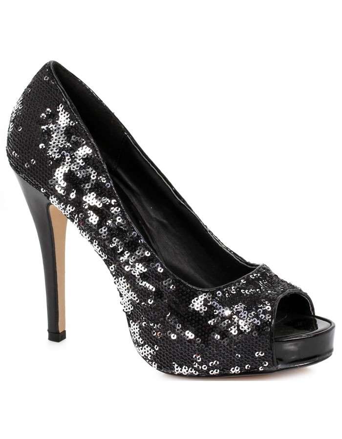 black sequin high heels