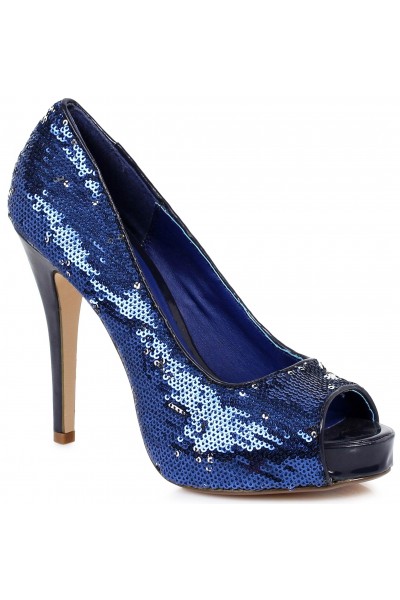 Royal Blue Flamingo Sequin Peep Toe Pumps