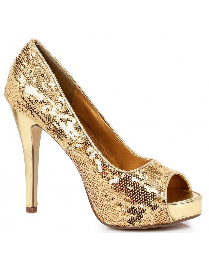 gold sparkly closed toe heels