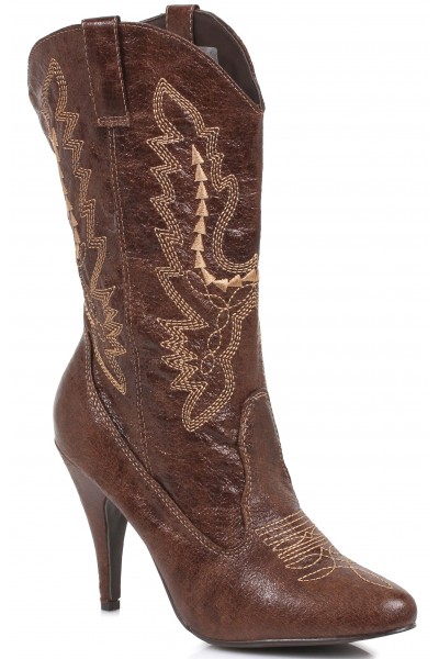 Brown Scrolled Cowgirl Boots