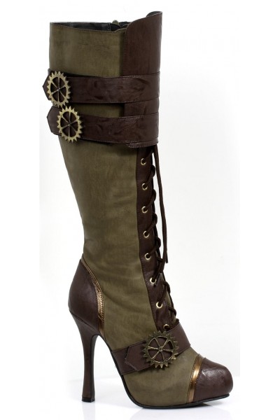 Quinley Steampunk Olive Green Boots