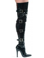 Buckle Up Black Thigh High 5 Inch Heel Boot