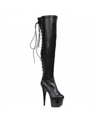 Fare Black Platform Thigh High Boots for Women