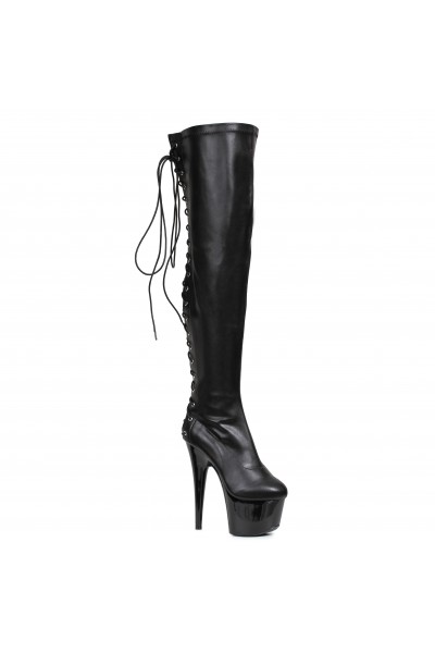 Fare Black Platform Thigh High Boots for Women