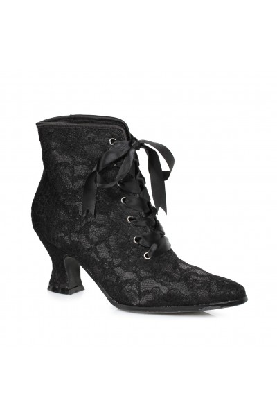 Victorian Black Lace Covered Ankle Boots