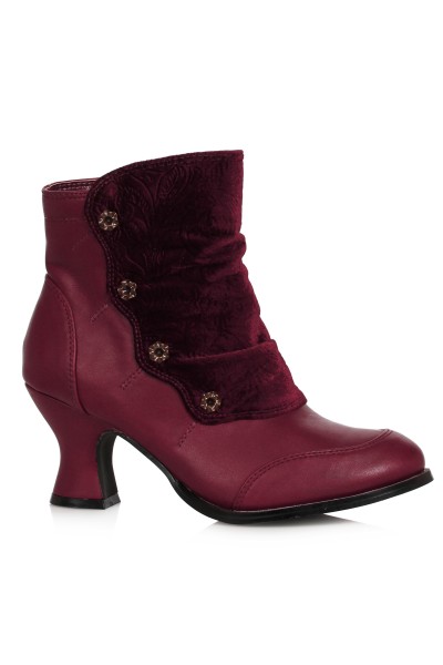 Viola Burgundy Victorian Ankle Boot for Women