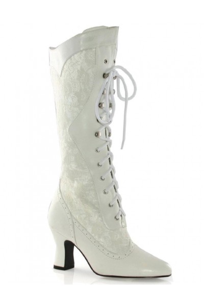 Rebecca Victorian White Lace Boot