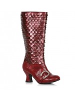 Snake Buckled Snakeskin Boots for Women in Red