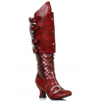 Snake Buckled Snakeskin Boots for Women in Red