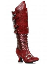 Snake Buckled Snakeskin Boots for Women in Red