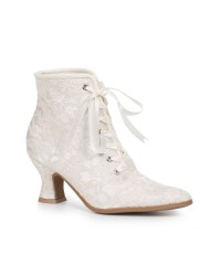 Victorian White Lace Covered Ankle Boots