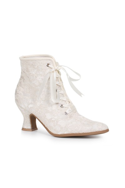 Victorian White Lace Covered Ankle Boots