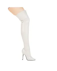 Ally White Thigh High 5 Inch Heel Boot