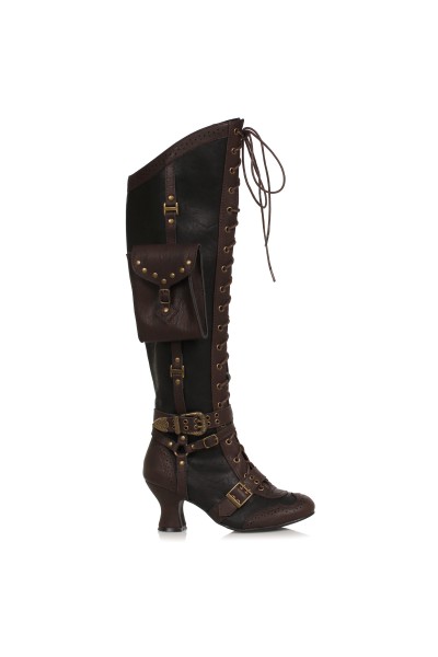 Ingrid Multi Pocket Steampunk Womens Black Boots