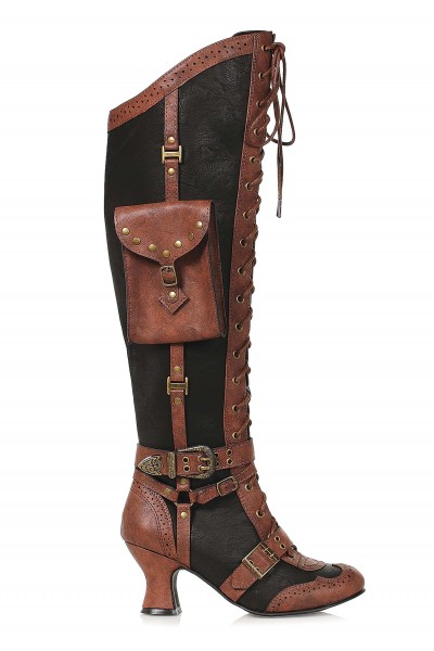 Ingrid Multi Pocket Steampunk Womens Brown Boots