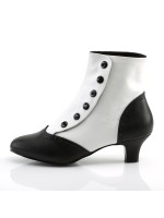 Flora Womens Black and White Spats Victorian Ankle Boots