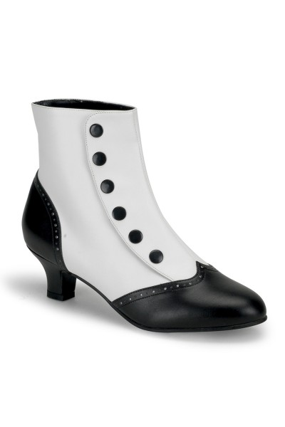 Flora Womens Black and White Spats Victorian Ankle Boots