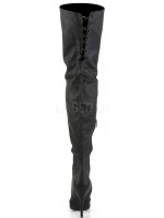 Legend Black Lace up Back Leather Thigh High Boots