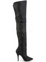 Legend Black Lace up Back Leather Thigh High Boots