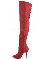 Legend Red Lace up Back Leather Thigh High Boots