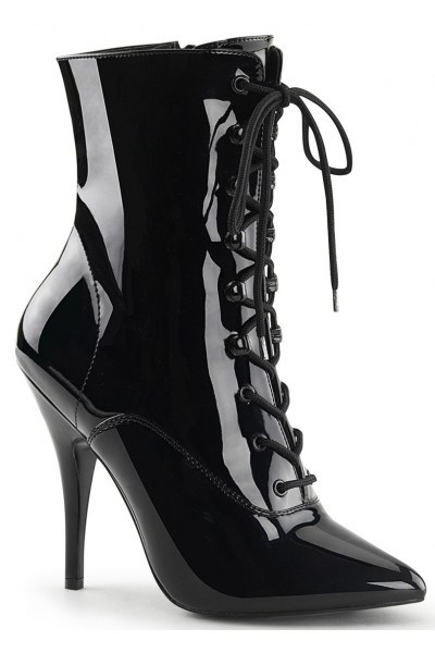 Seduce 1020 5 Inch Heel Black Patent Ankle Boots