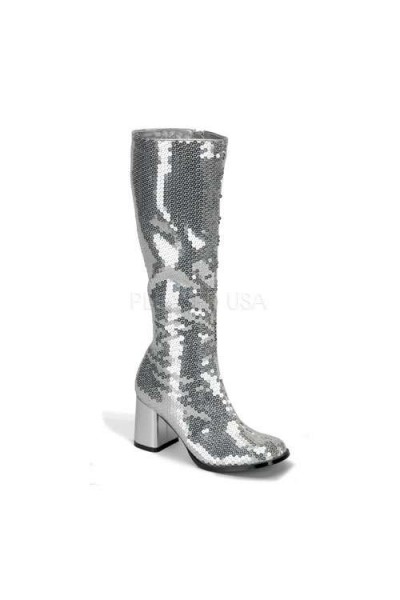 Spectacular Silver Sequin Covered Gogo Boots