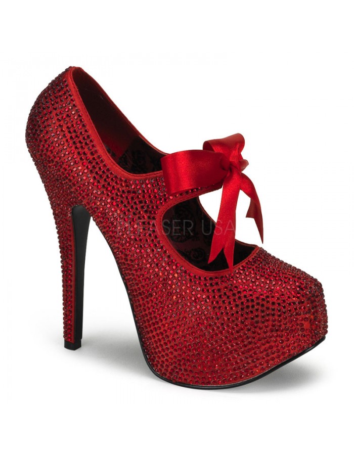 rhinestone platform pumps